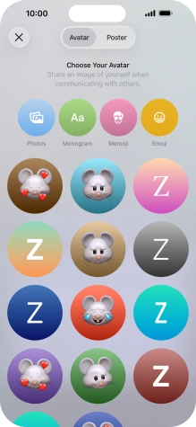 Press the required category and follow the instructions on the screen to select and save the required picture to your Contact Poster.