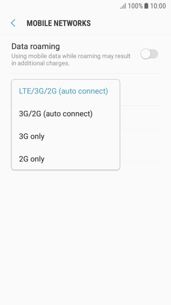 Press the required network mode.