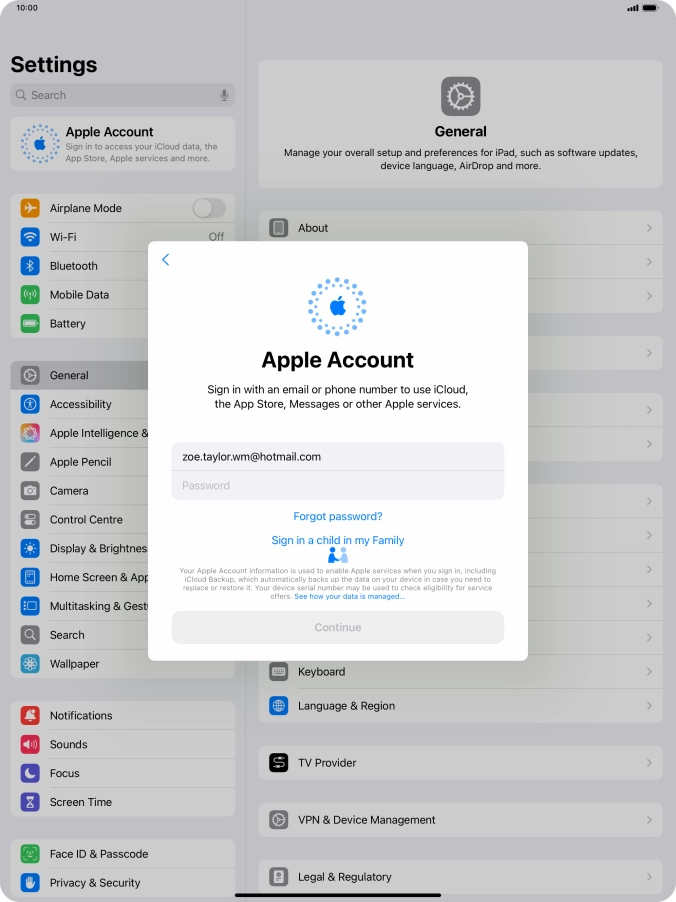 Press Password and key in the password for your Apple ID.