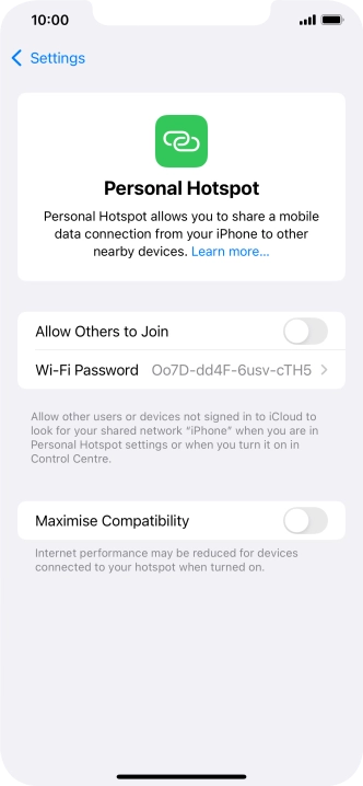 Press Wi-Fi Password and key in the required password.