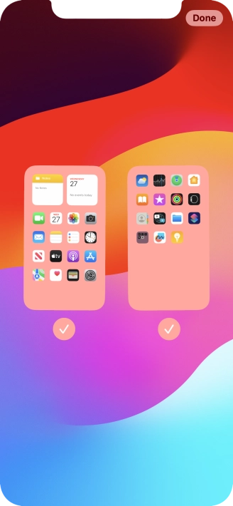 Press the fields below the required home screens to select or deselect them.