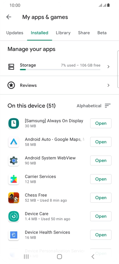 Press the required app.