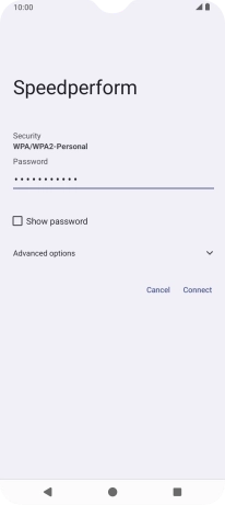 Key in the password for the Wi-Fi network and press Connect.