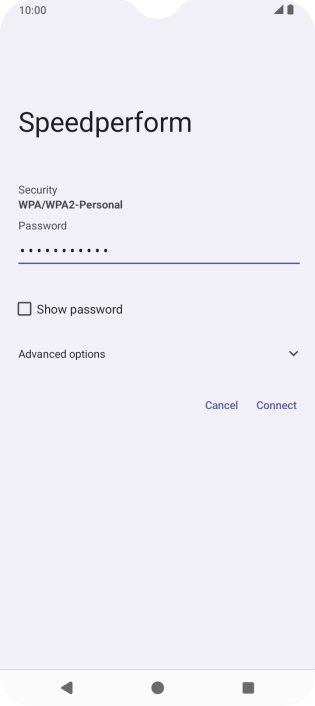 Key in the password for the Wi-Fi network and press Connect.