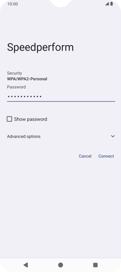 Key in the password for the Wi-Fi network and press Connect.