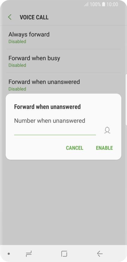 Key in +61414121121 and press ENABLE.
