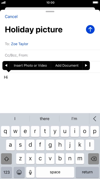 Press Insert Photo or Video and follow the instructions on the screen to attach a picture or a video clip.