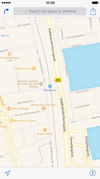 Press Search for place or address.