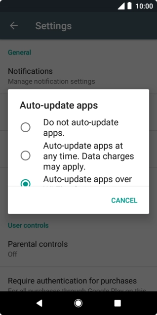 To turn off automatic update of apps, press Do not auto-update apps..