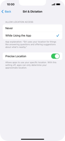 Press the required setting to turn the function on or off.