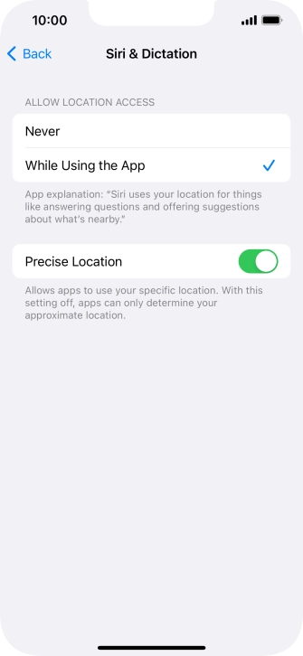 Press the required setting to turn the function on or off.