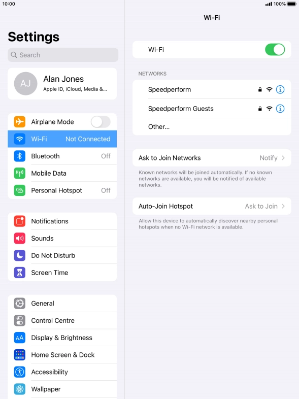 Press the required Wi-Fi network and key in the password for the Wi-Fi network.