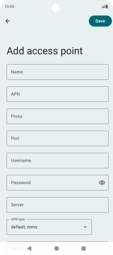 Press Name and key in Vodafone Internet.