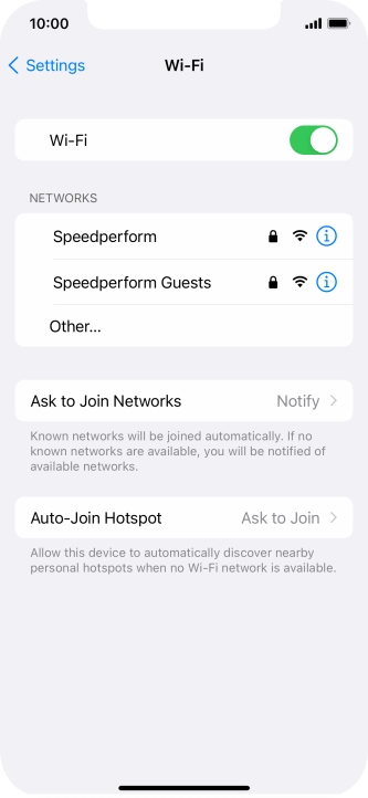 Press the required Wi-Fi network and key in the password for the Wi-Fi network.