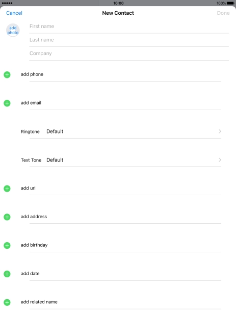 Press First name and key in the first name.