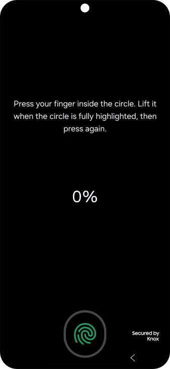Follow the instructions on the screen to create the phone lock code using your fingerprint.