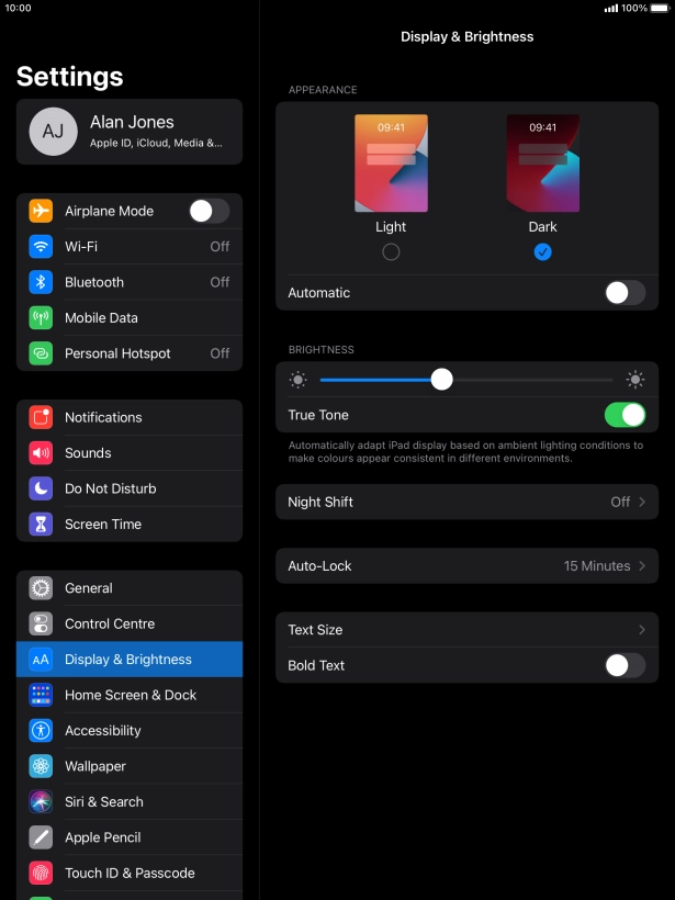 Press the indicator next to 