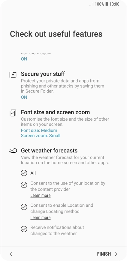 Press FINISH. Press FINISH.