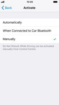 Press the required setting.