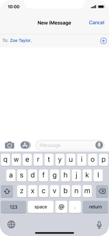 If the recipient can receive iMessages, iMessage is displayed in the text input field.