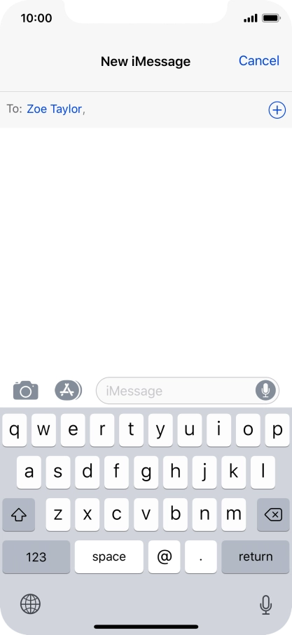 If the recipient can receive iMessages, iMessage is displayed in the text input field.