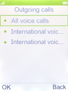 Select the required barring type.
