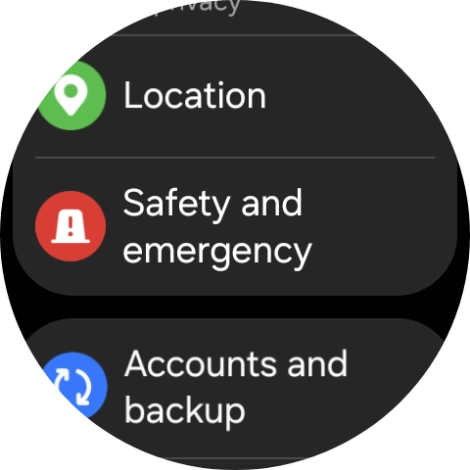 Press Safety and emergency.