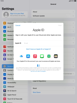 If you don t have an Apple ID, press Don't have an Apple ID or forgot it? and follow the instructions on the screen to create an Apple ID. If you don t have an Apple ID, press Don't have an Apple ID or forgot it? and follow the instructions on the screen to create an Apple ID.