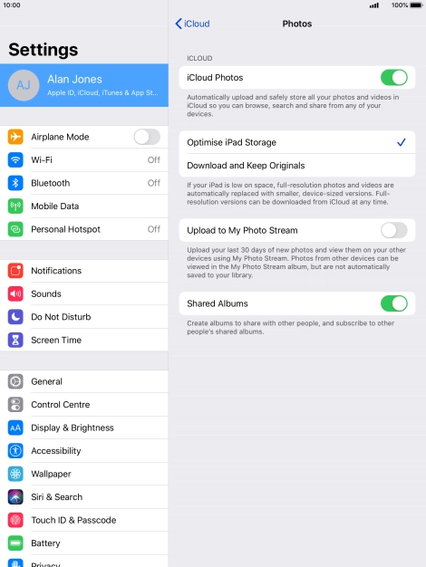 Press the indicator next to 
