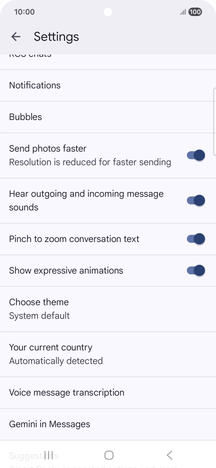 Press Gemini in Messages.