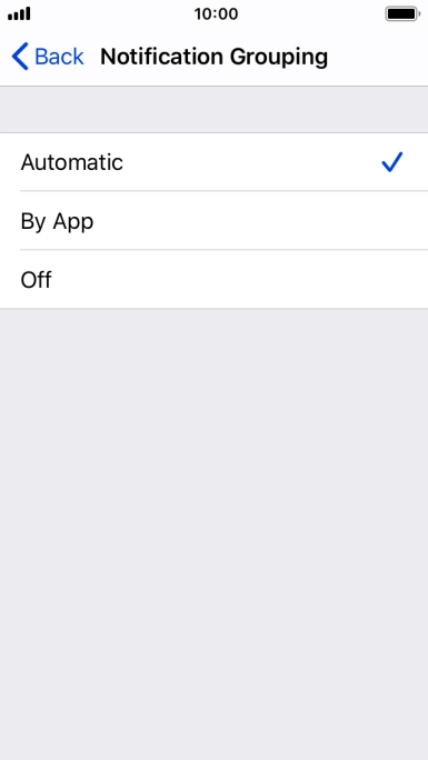 Press the required setting.