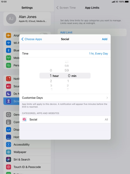Press Customise Days.
