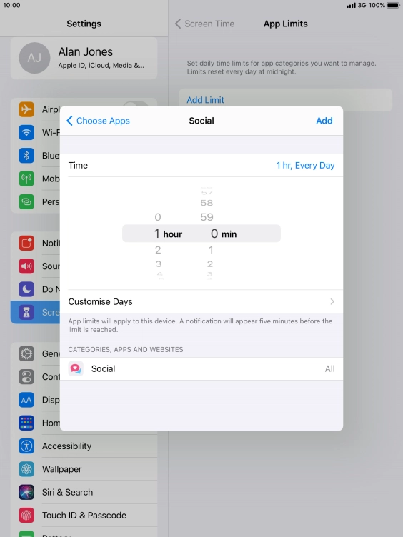 Press Customise Days.