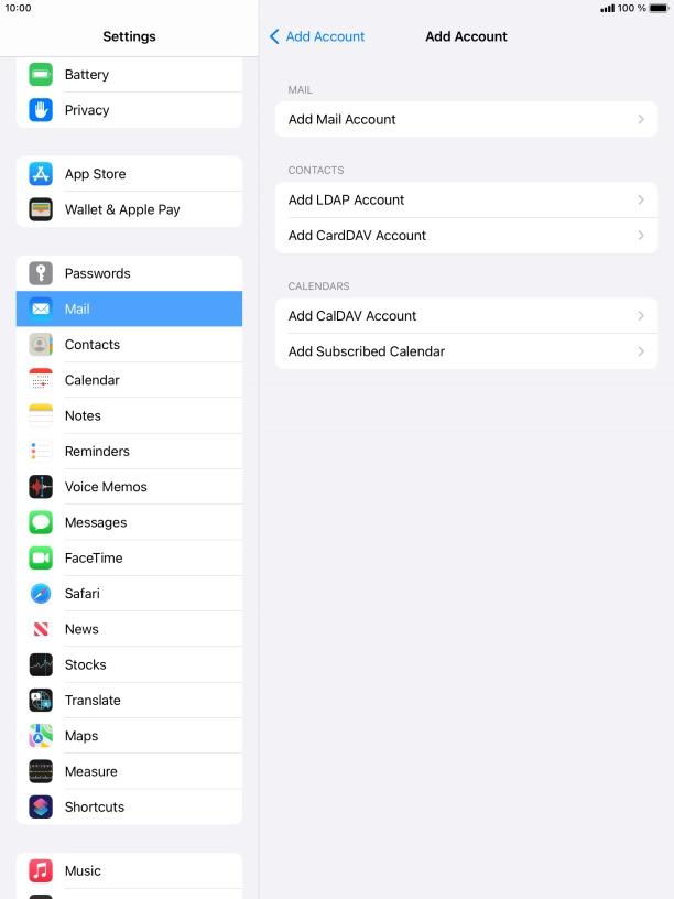 Press Add Mail Account. Press Add Mail Account.