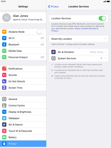 Press the required application.