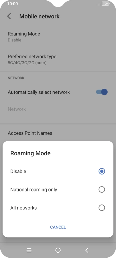 Press the required setting to turn the function on or off.