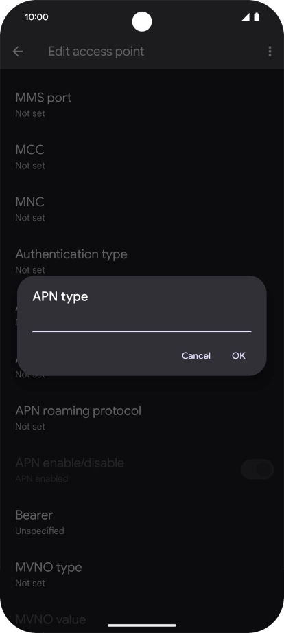 Key in default and press OK.
