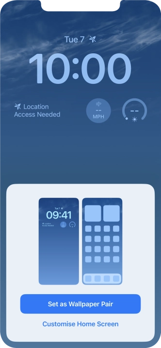To use the same colour theme on the home screen, press Set as Wallpaper Pair.