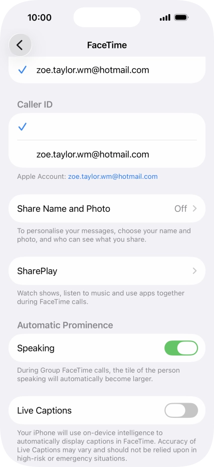 Press the required setting below 