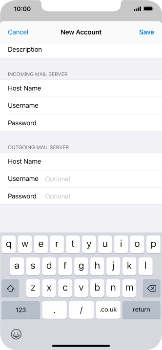 Press Username and key in the username for your email account. Please note that if you're using Vodafone's outgoing server, leave the username field empty.