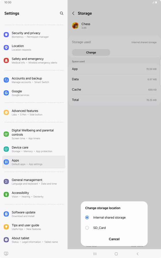 Press the name of the memory card. Press the name of the memory card.