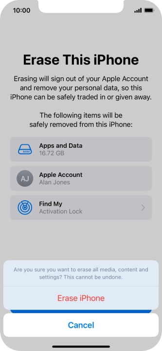 Press Erase iPhone.