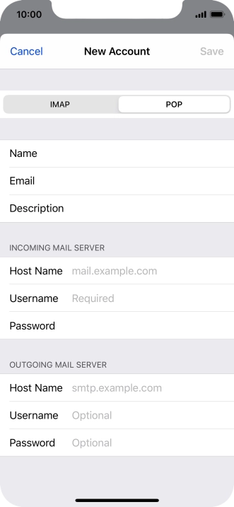 Press Host Name and key in the name of your email provider's incoming server.