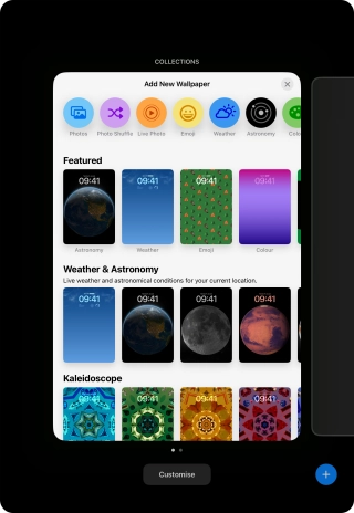 Press the required category and follow the instructions on the screen to select the required background image.