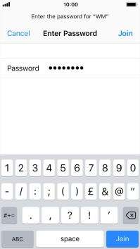 Key in the password for the Wi-Fi network and press Join.