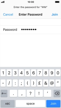 Key in the password for the Wi-Fi network and press Join.