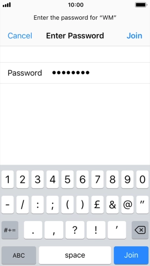Key in the password for the Wi-Fi network and press Join.