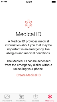 Press Create Medical ID.