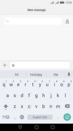 The word suggestions are displayed as you write. Press the required word to insert it.
