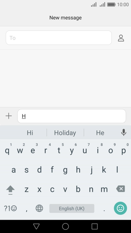 The word suggestions are displayed as you write. Press the required word to insert it.